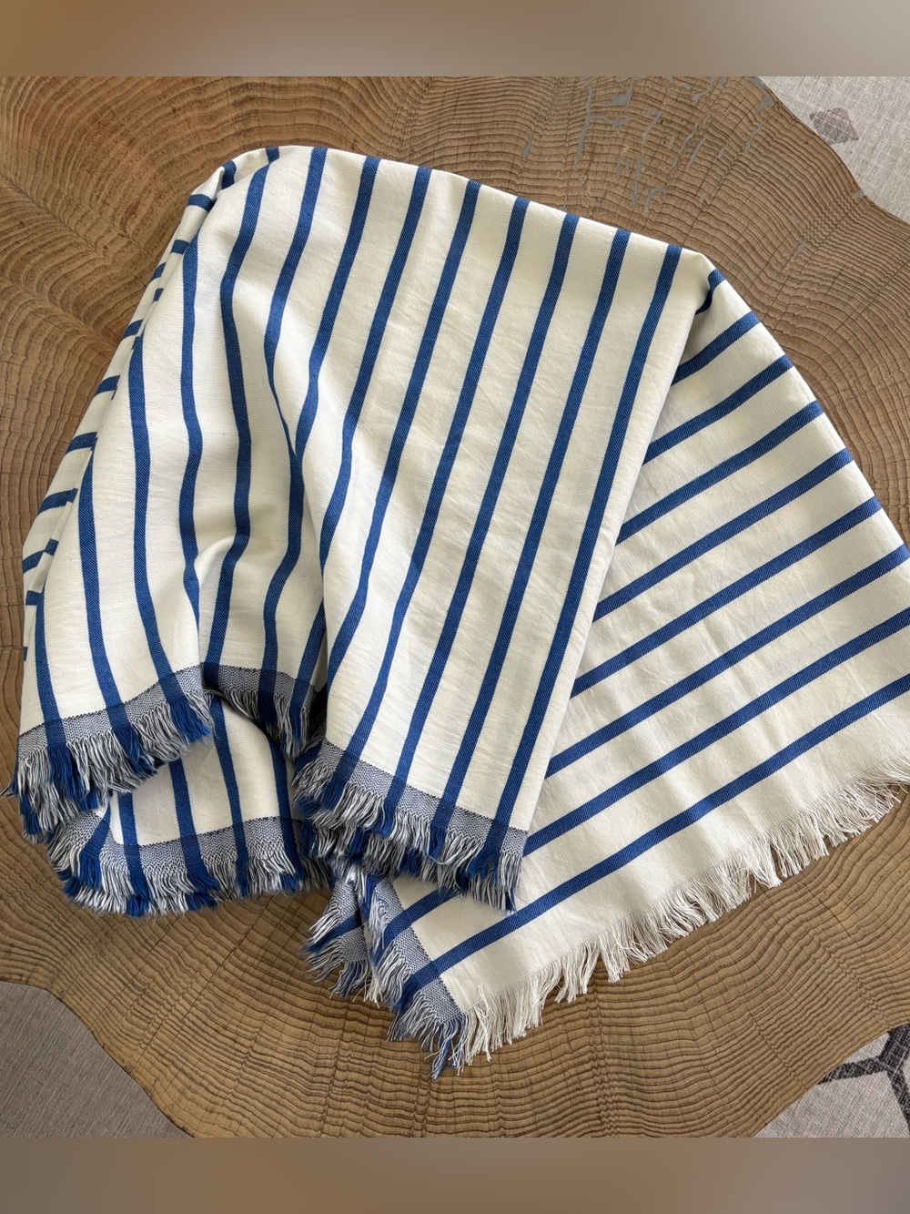 J. Crew Oversize Blue and White Striped Cotton Wrap/Shawl Size OS